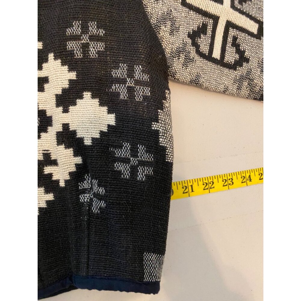 Vintage Crazy Cowgirl Black & Cream Cropped Jacket Tribal Pattern Large - Picture 7 of 8